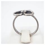 Navajo Turquoise and Coral Inlay Butterfly Ring in Sterling Silver - Size 7.5