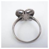 Navajo Turquoise and Coral Inlay Butterfly Ring in Sterling Silver - Size 7.5