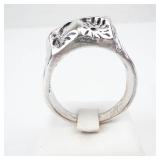 Skull Ring with Gem Eyes - Base Metal, Bullet Accent