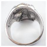 Skull Ring with Gem Eyes - Base Metal, Bullet Accent