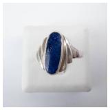 Sterling Silver Lapis Ring Size 7 - Oval Cabochon Bezel Setting