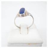 Sterling Silver Lapis Ring Size 7 - Oval Cabochon Bezel Setting
