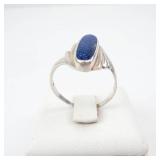 Sterling Silver Lapis Ring Size 7 - Oval Cabochon Bezel Setting
