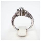 Sterling Silver Black Onyx & Marcasite Ring - Size Five