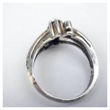 Sterling Silver Black Onyx & Marcasite Ring - Size Five