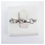 Sterling Silver 3 Stone CZ Ring - Size 7