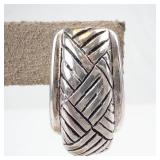 Vintage Sterling Silver Textured Woven Pattern Pierced Earrings (Lot of 2)