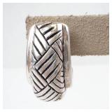 Vintage Sterling Silver Textured Woven Pattern Pierced Earrings (Lot of 2)