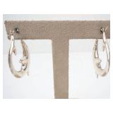 Sterling Silver Dolphin Dangle Earrings - 925 Stamp, Hinged Bar Pair