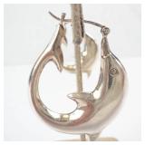 Sterling Silver Dolphin Dangle Earrings - 925 Stamp, Hinged Bar Pair
