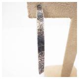 Sterling Silver Hoops (925) - Hammered Large Hoop Earrings