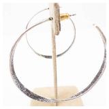 Sterling Silver Hoops (925) - Hammered Large Hoop Earrings