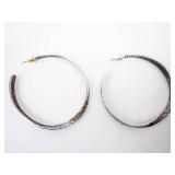 Sterling Silver Hoops (925) - Hammered Large Hoop Earrings