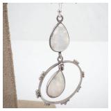 Sterling Silver Quartz Drop Earrings - Teardrop Top and Circular Bead Hoop