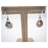 Mystic Topaz Sterling Silver Drop Earrings - Sunburst Halo - 925