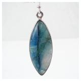 Blue Quartz Drop Earrings - Navette-Shaped Teardrop with Silver-Tone Bezel