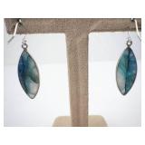 Blue Quartz Drop Earrings - Navette-Shaped Teardrop with Silver-Tone Bezel