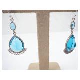 Deep Blue Topaz Sterling Silver Teardrop Earrings