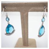 Deep Blue Topaz Sterling Silver Teardrop Earrings