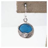 Blue Seashell Sterling Silver Earrings with Turquoise Cabochon and Shell Accent