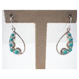Turquoise Style Cabochon Teardrop Earrings in Silver - Dangle Style