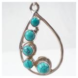 Turquoise Style Cabochon Teardrop Earrings in Silver - Dangle Style