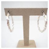 JCM Sterling Silver Twist Hoop Earrings - Large Pair