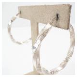 JCM Sterling Silver Twist Hoop Earrings - Large Pair