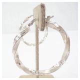 JCM Sterling Silver Twist Hoop Earrings - Large Pair