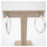 JCM Sterling Silver Twist Hoop Earrings - Large Pair