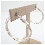 JCM Sterling Silver Twist Hoop Earrings - Large Pair