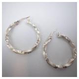 JCM Sterling Silver Twist Hoop Earrings - Large Pair