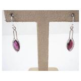 Sterling Silver Pink Marquise Gem Drop Earrings