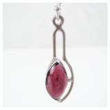 Sterling Silver Pink Marquise Gem Drop Earrings