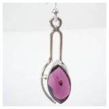 Sterling Silver Pink Marquise Gem Drop Earrings