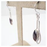 Sterling Silver Pink Marquise Gem Drop Earrings