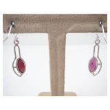 Sterling Silver Pink Marquise Gem Drop Earrings