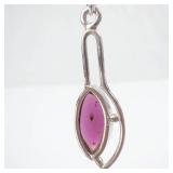 Sterling Silver Pink Marquise Gem Drop Earrings