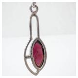 Sterling Silver Pink Marquise Gem Drop Earrings