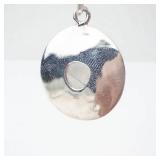 Moonstone Cabochon in Sterling Silver Circle Earrings - Hammered Disc