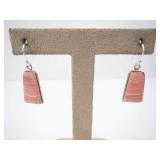 Rhodochrosite Sterling Silver Bezel-Set Drop Earrings