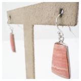 Rhodochrosite Sterling Silver Bezel-Set Drop Earrings