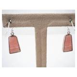 Rhodochrosite Sterling Silver Bezel-Set Drop Earrings