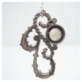 Sterling Silver Drop Earrings with Filigree Motif & Round Moonstone Cabochon Setting