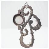 Sterling Silver Drop Earrings with Filigree Motif & Round Moonstone Cabochon Setting