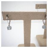 Sterling Silver Aquamarine & Teardrop Drop Earrings - 925