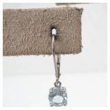 Sterling Silver Aquamarine & Teardrop Drop Earrings - 925