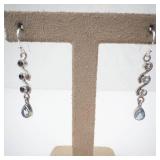Sterling Silver Aquamarine Drop Earrings with Spiral Design