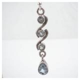 Sterling Silver Aquamarine Drop Earrings with Spiral Design