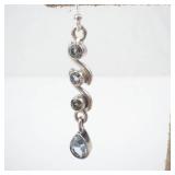 Sterling Silver Aquamarine Drop Earrings with Spiral Design